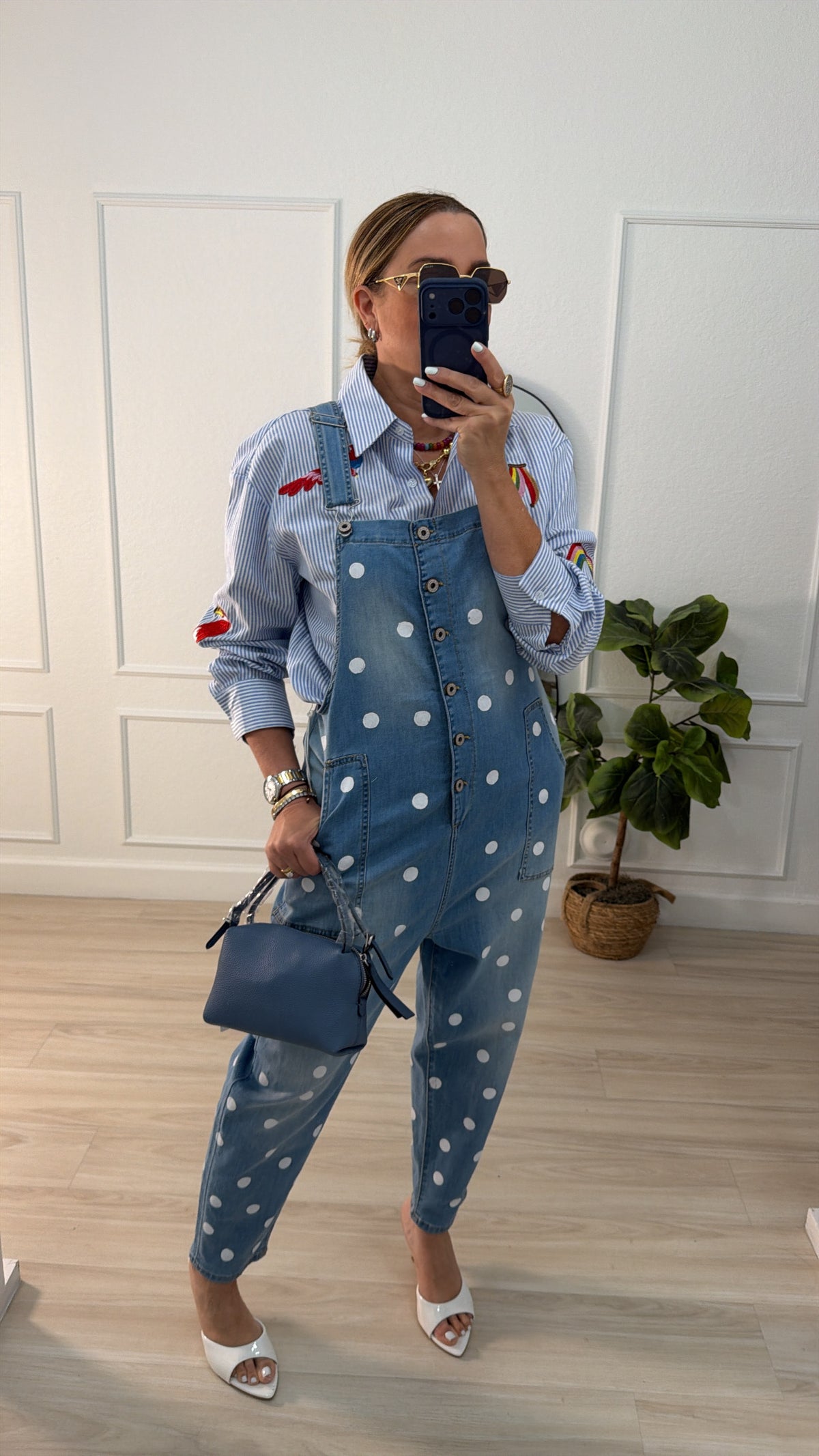 Polka dot overalls