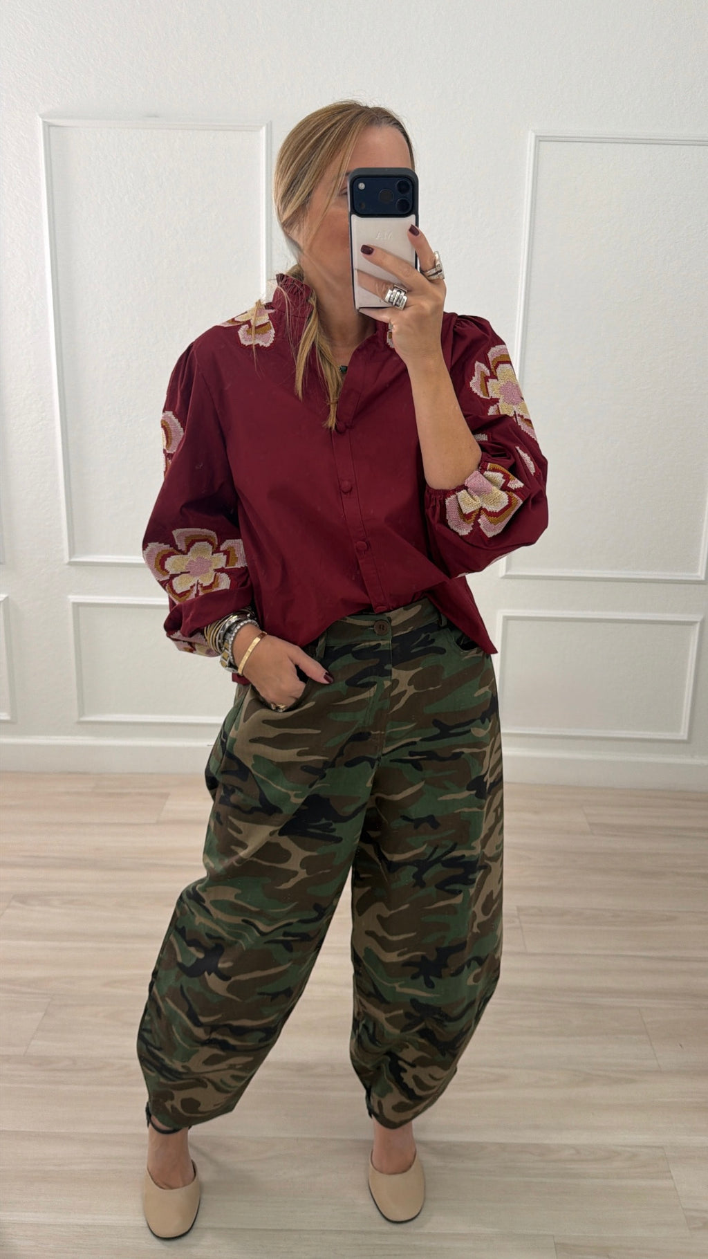 Floral Embroidered Balloon top