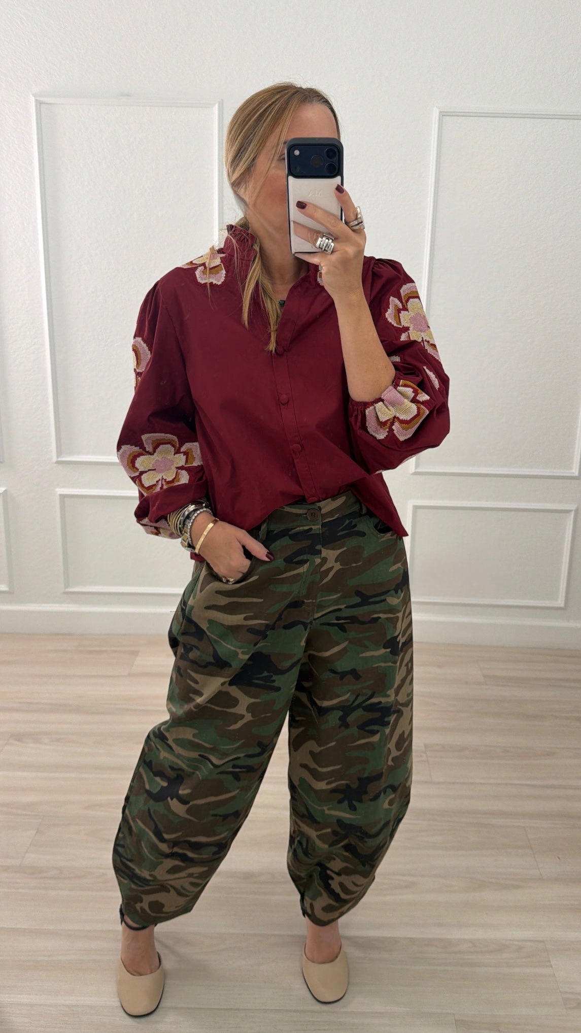 Floral Embroidered Balloon top