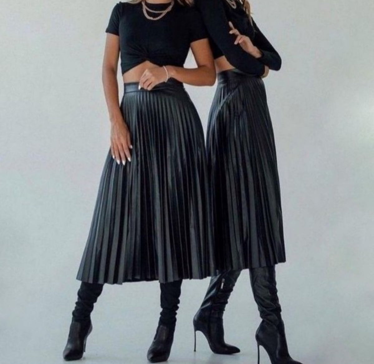black leather skirt