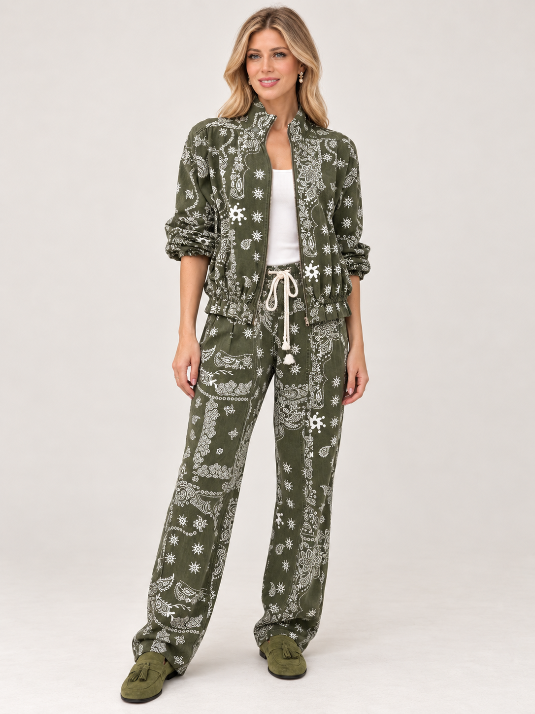 Olive Green Bandana Print Set
