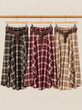 Belted Plaid Skirt