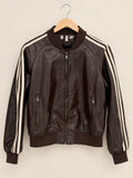 Racer stripe faux jacket