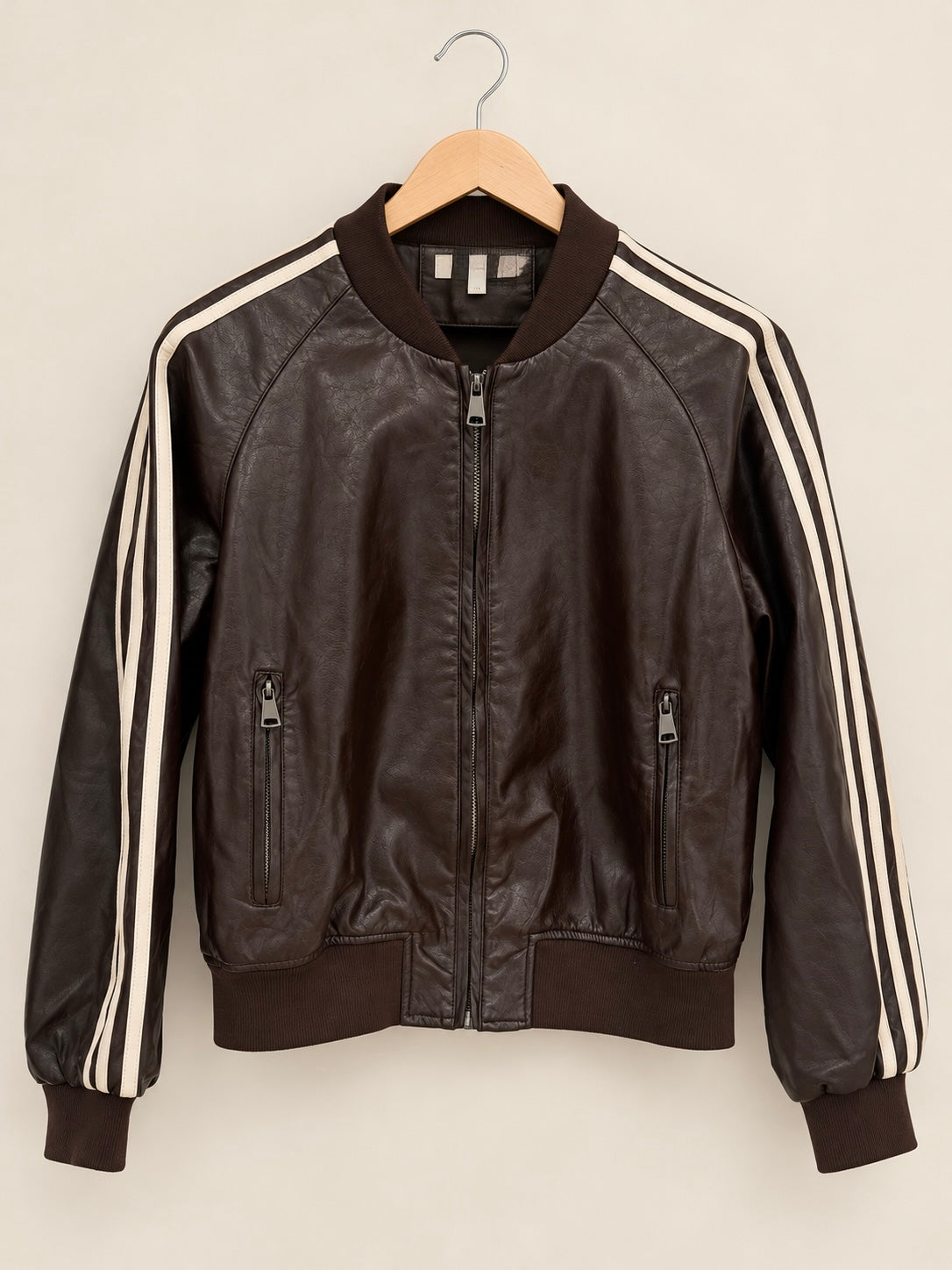 Racer stripe faux jacket