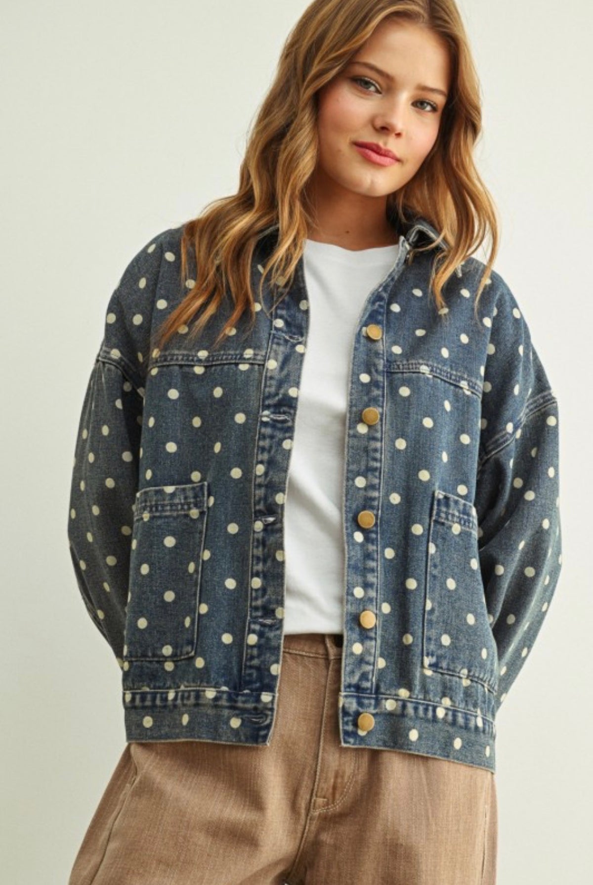 Polka/denim jacket