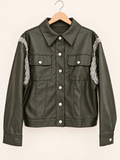 embroidered leather/olive  jacket