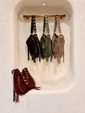 Studded Fringe Suede Bag
