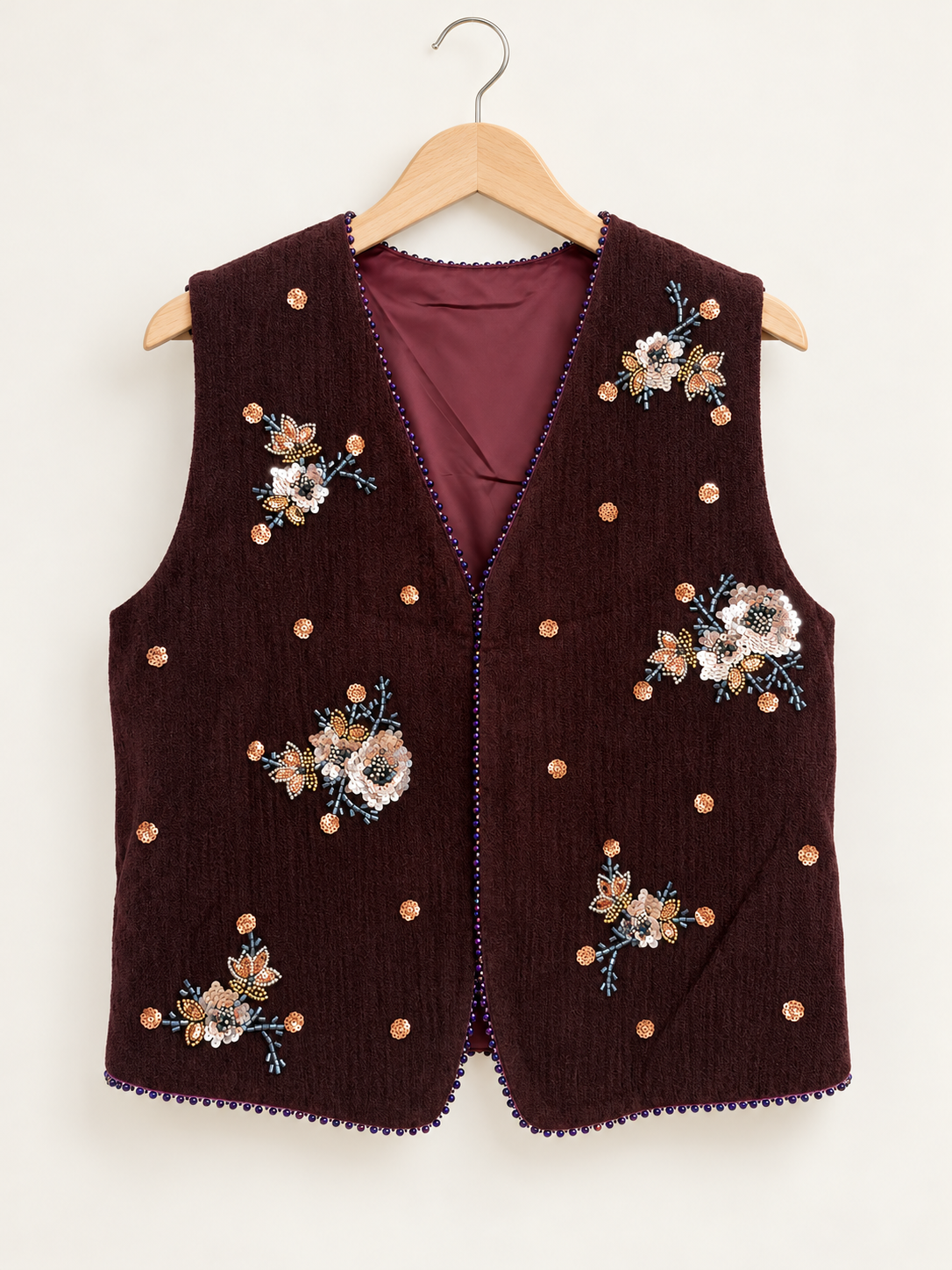 Floral Sequin Embroidered Vest