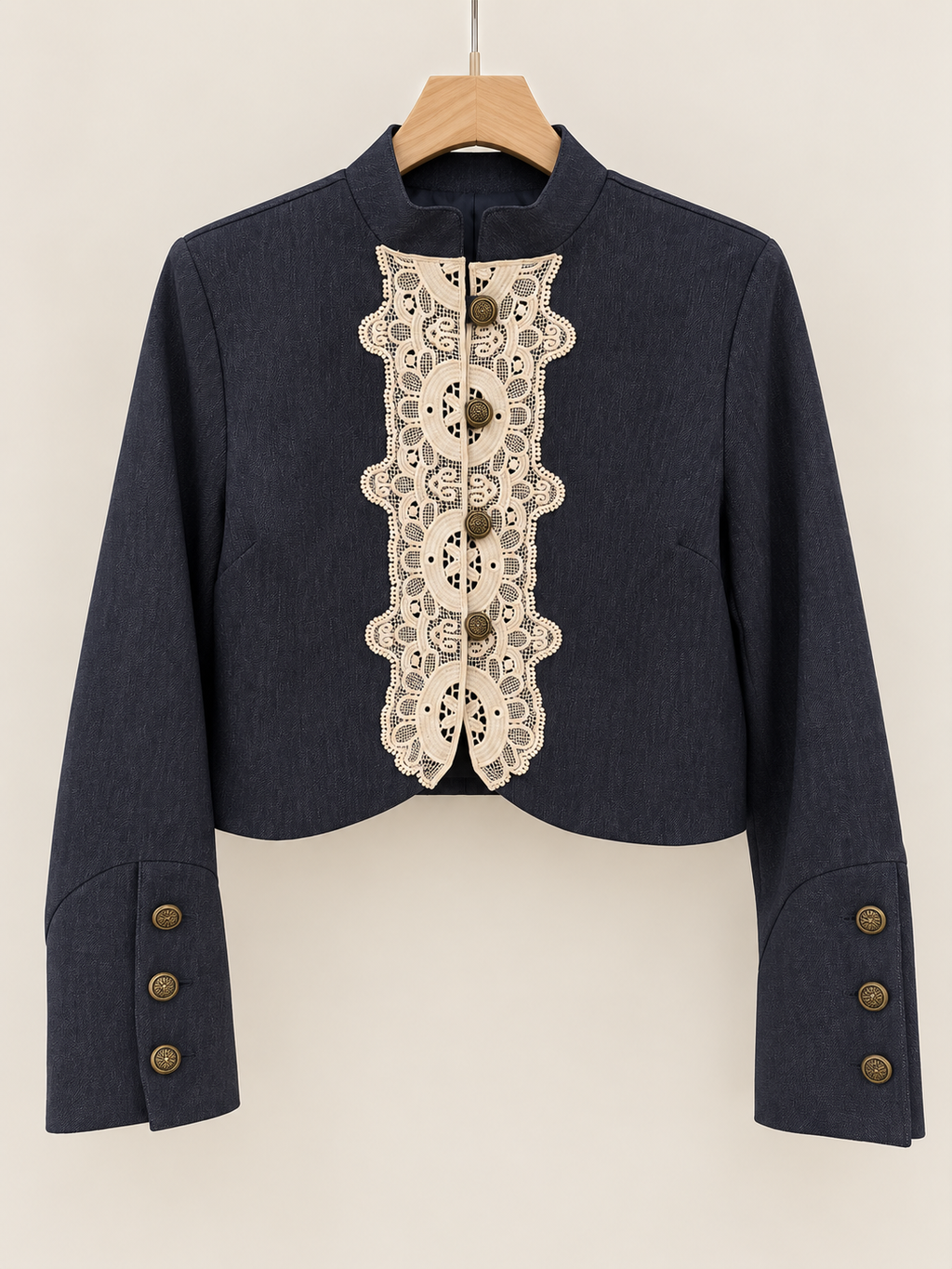 Crochet/denim jacket