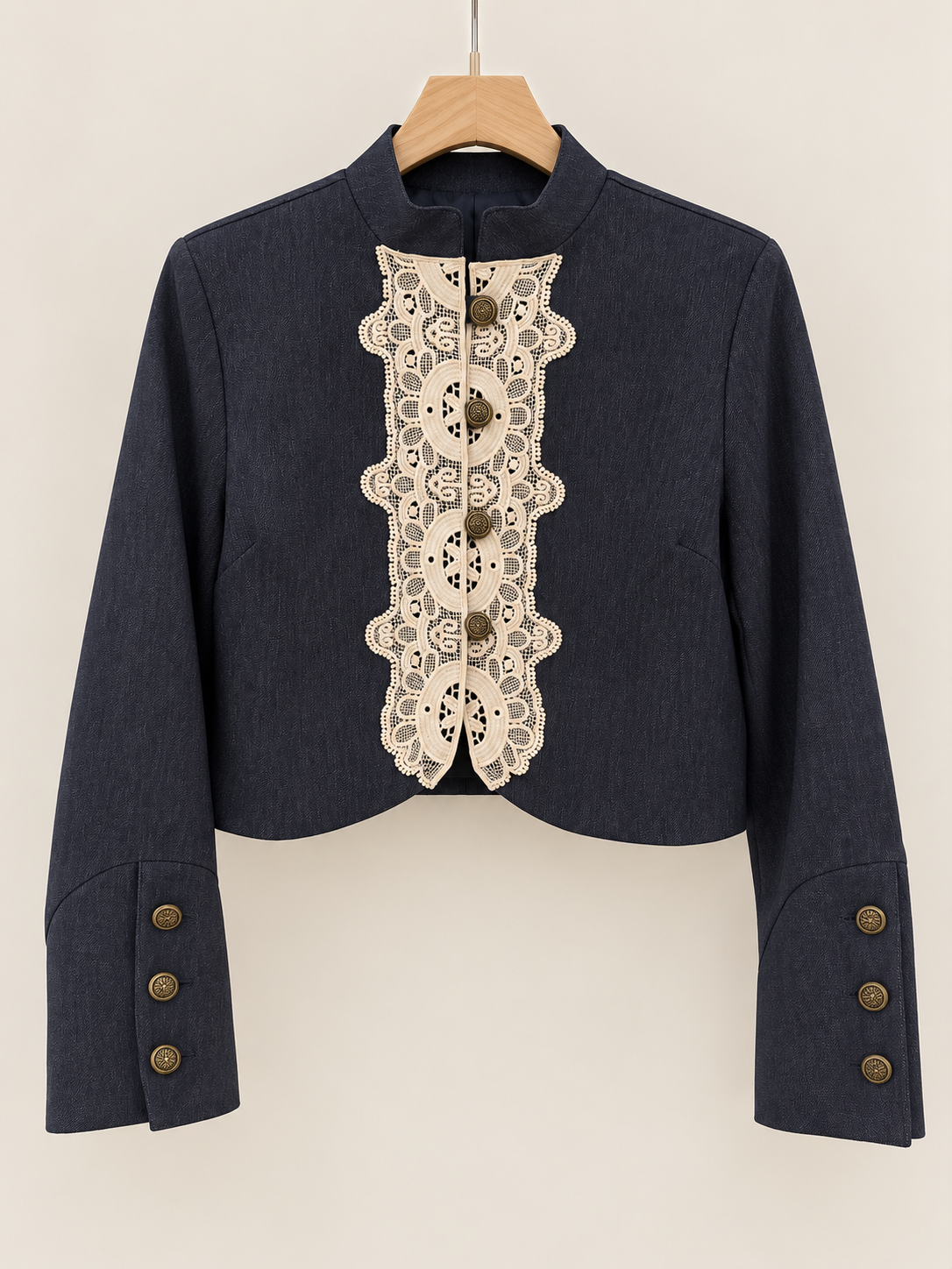 Crochet/denim jacket