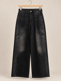 black embroidered/stretch pants