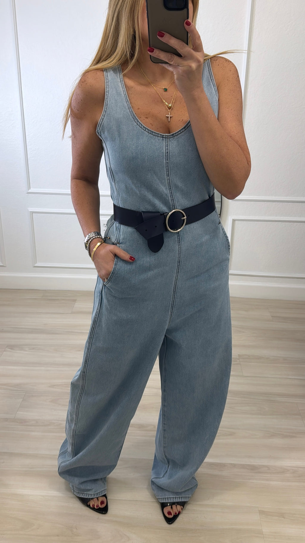 Stretch/denim jumper