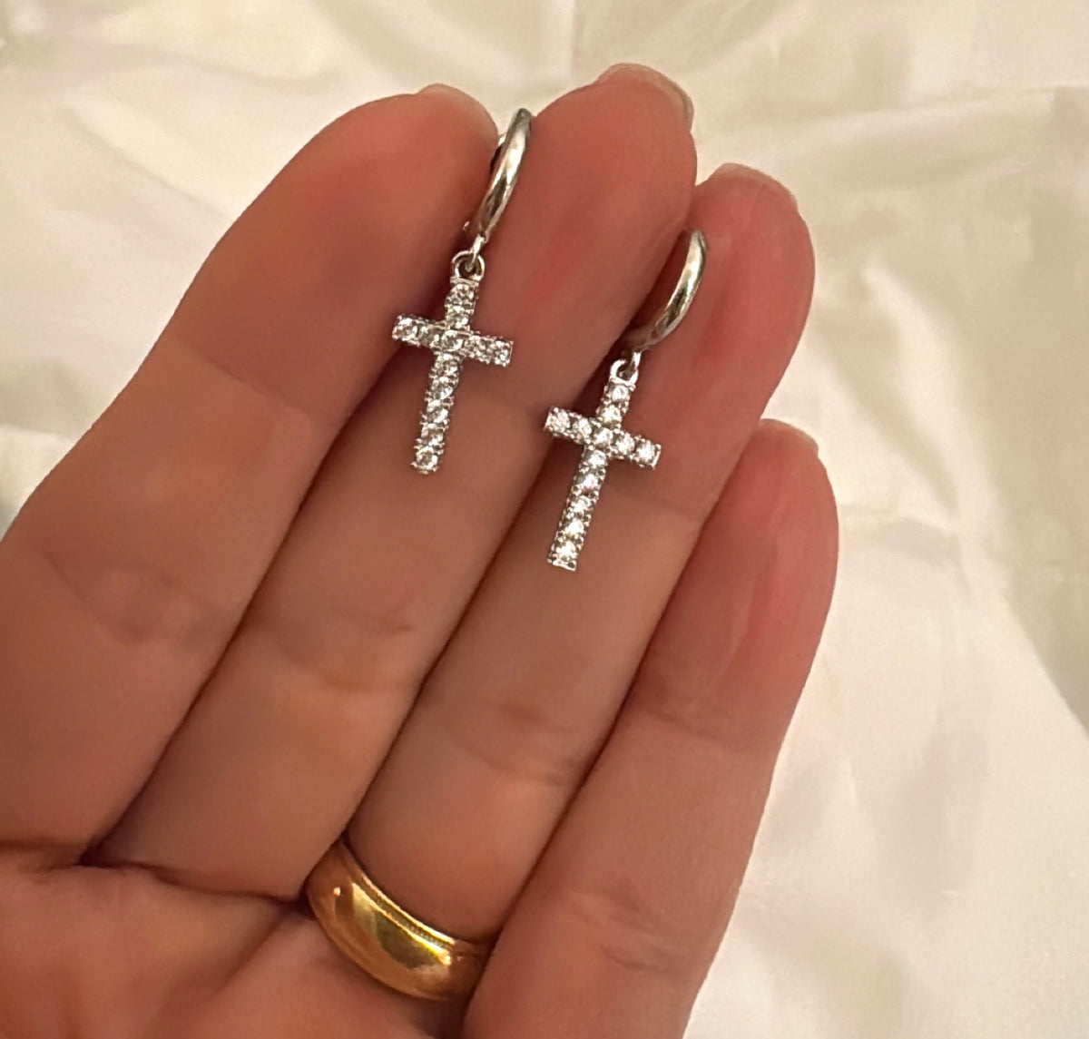 cross earrings/925 silver