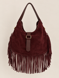 Italian Leather Fringe Hobo Bag