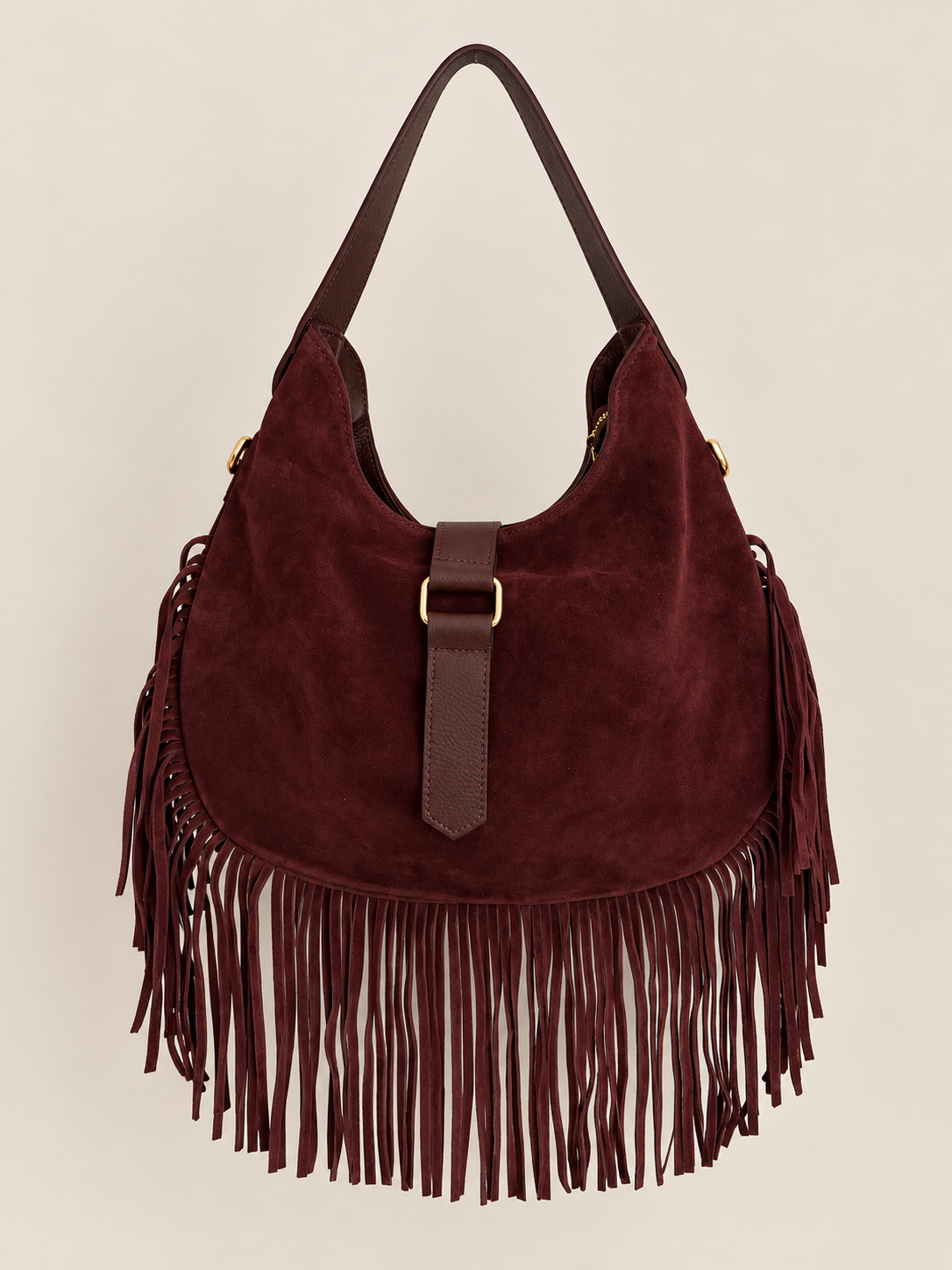 Italian Leather Fringe Hobo Bag