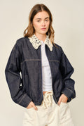 Crochet/denim jacket