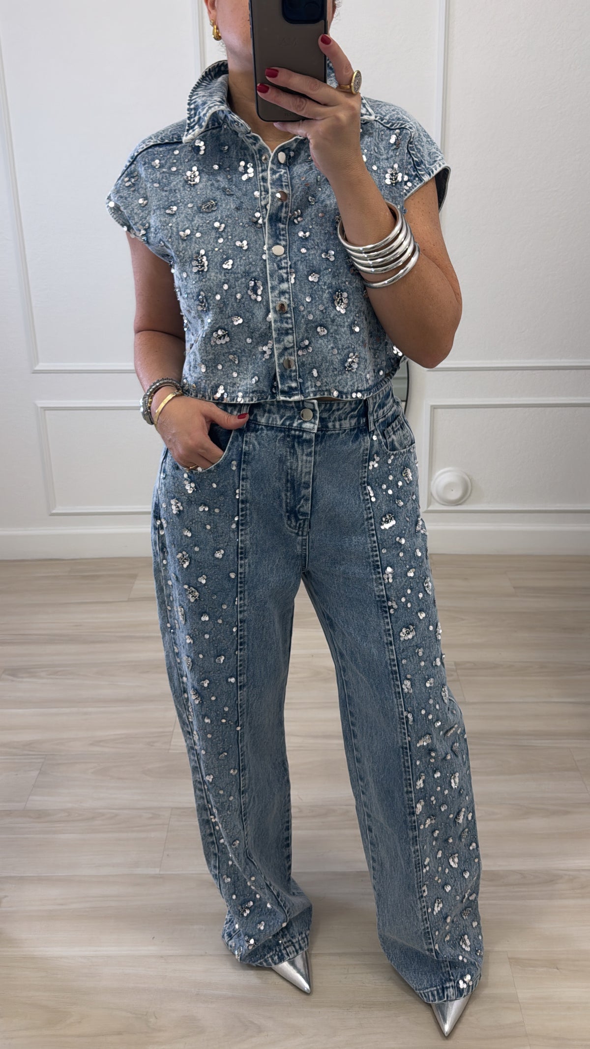 sequins/denim set