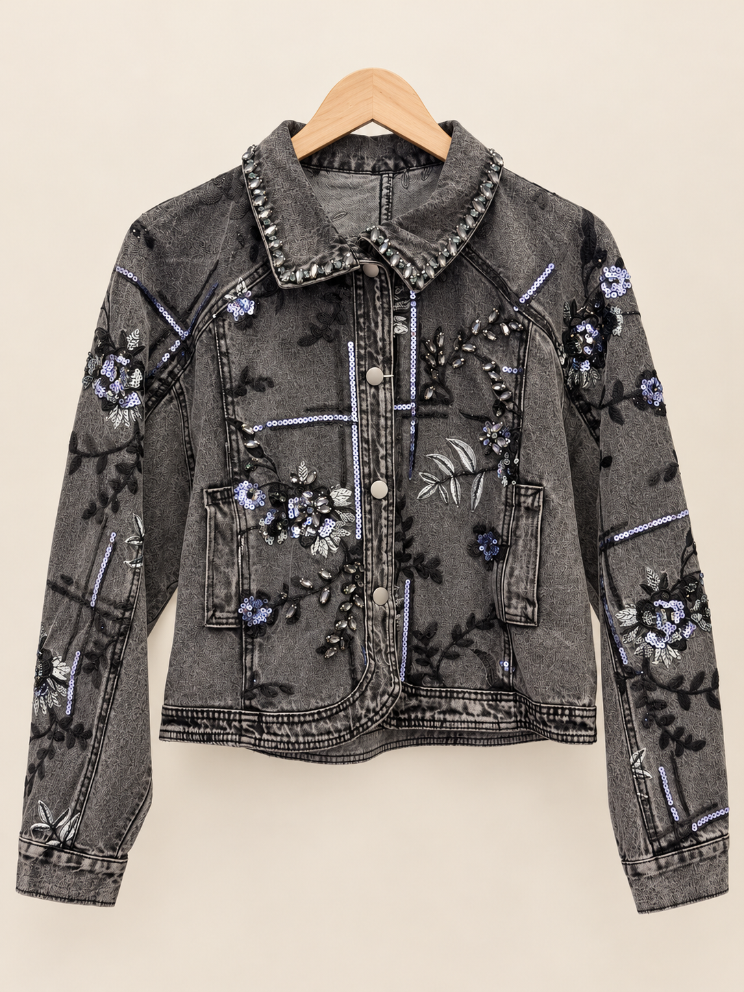Floral Embellished Denim Jacket