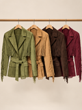 Belted Suede Fringe Jacket