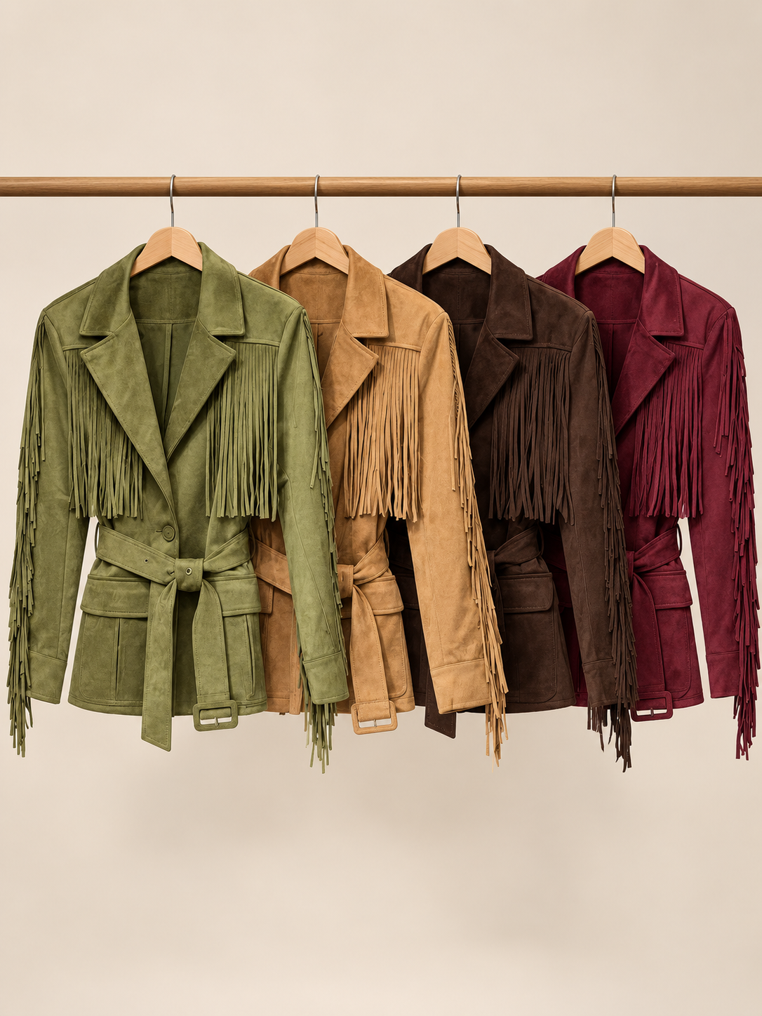 Belted Suede Fringe Jacket