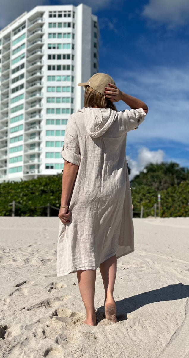 linen/sequin dress
