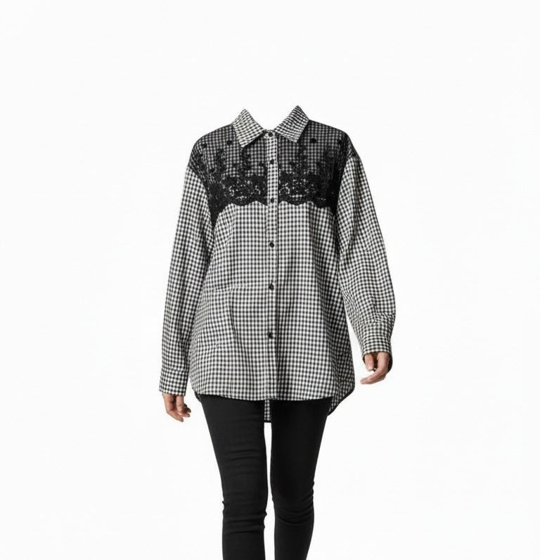 plaid/lace shirt