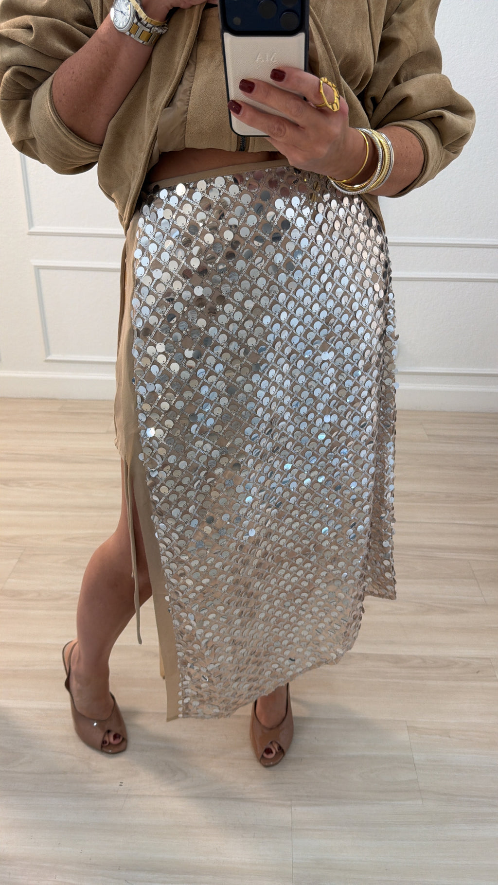 sequins mini skirt