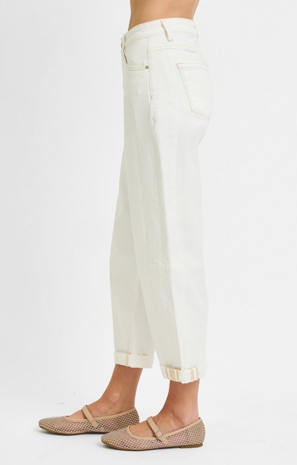 Cream barrel pant