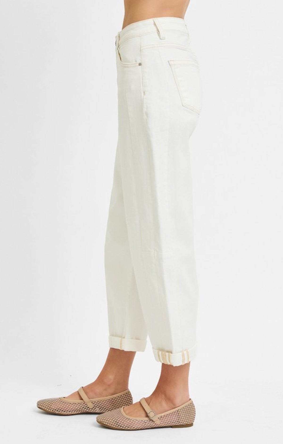 Cream barrel pant