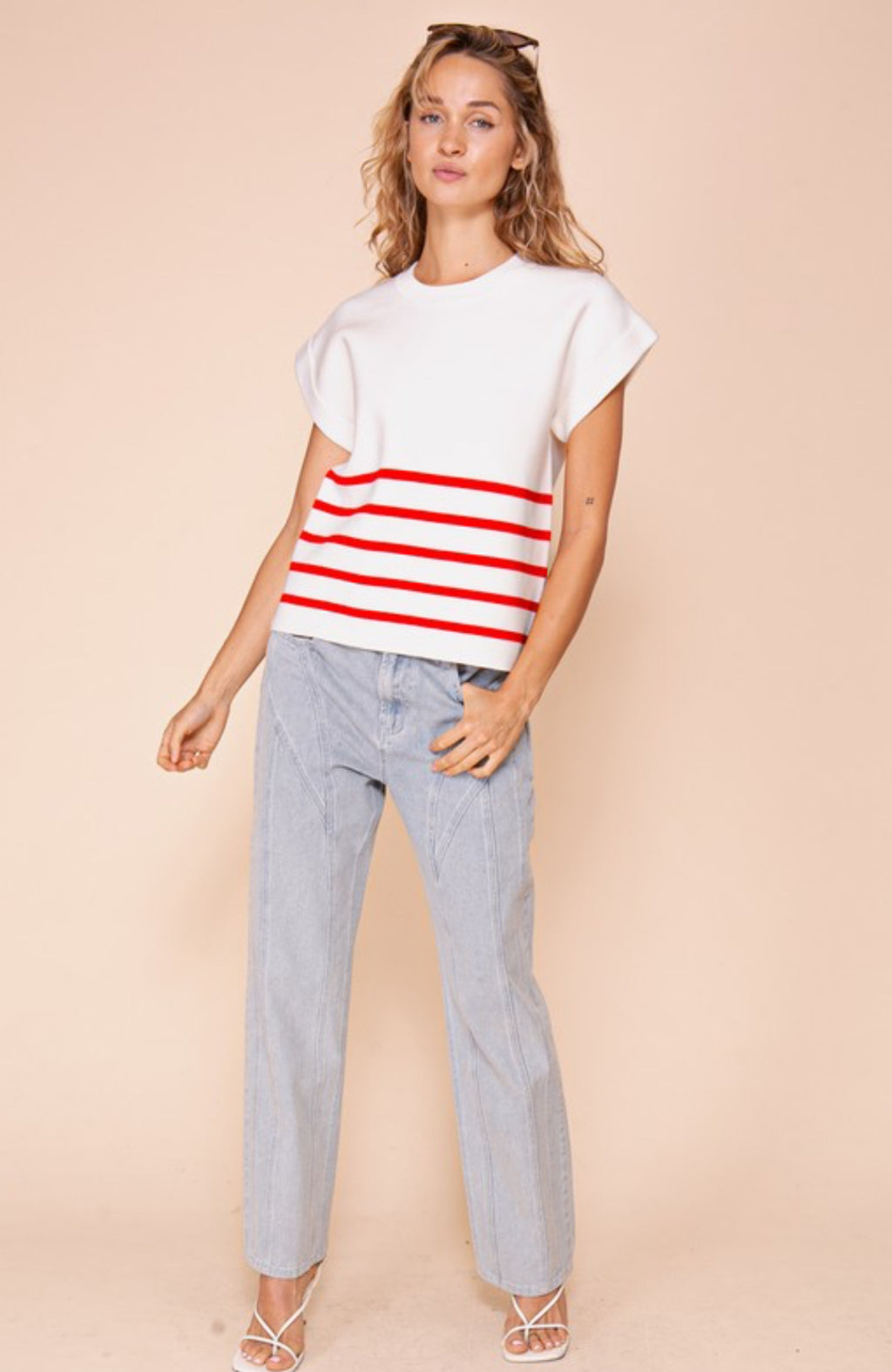 Red/white blouse