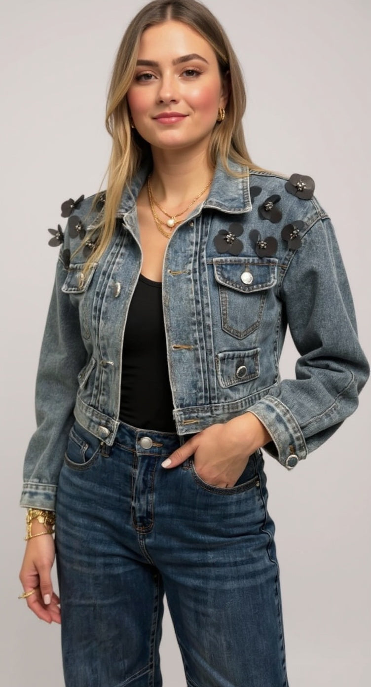 sequins/denim jacket
