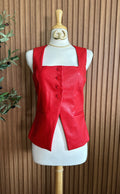red leather vest