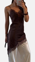 Satin/Lace Brow top