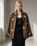 Embellished Suede Jacket – Brown