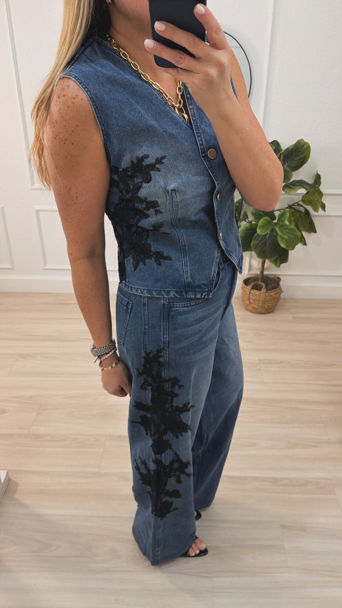 Lace/denim set