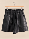 Leather/black shorts