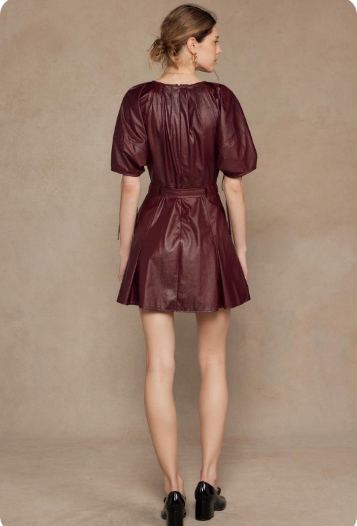 Burgundy/leather dress