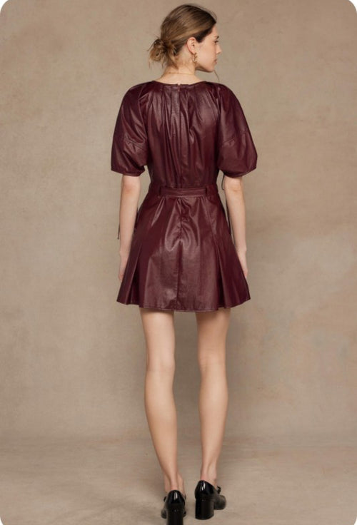 Burgundy/leather dress