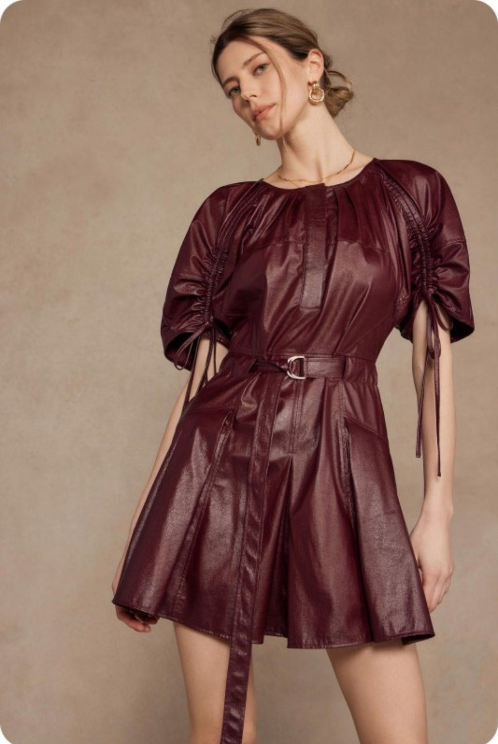 Burgundy/leather dress