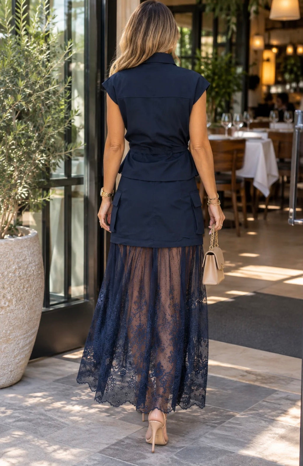Navy/lace set
