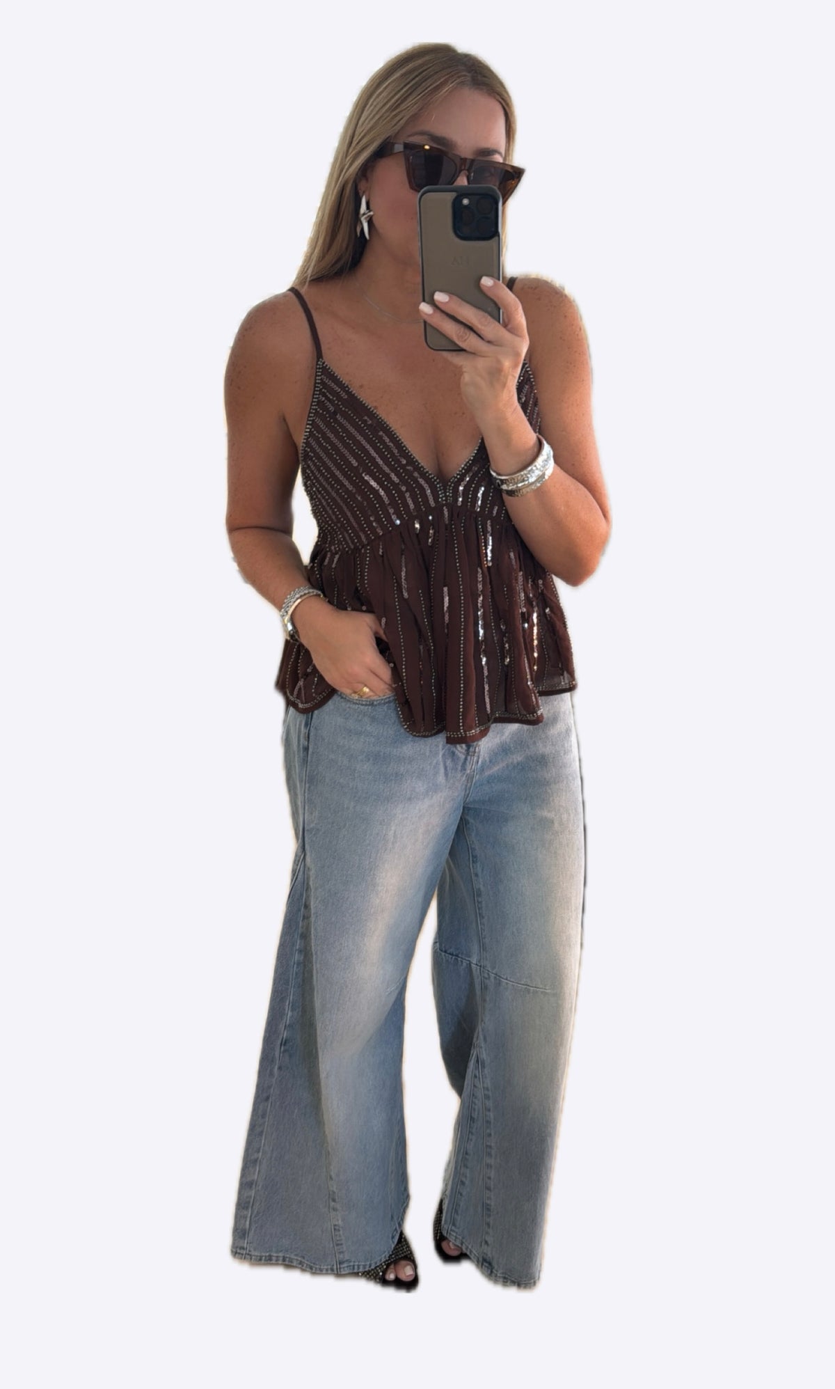 Brown/sequins tops