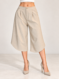 Pleated Wide-Leg Bermuda Shorts