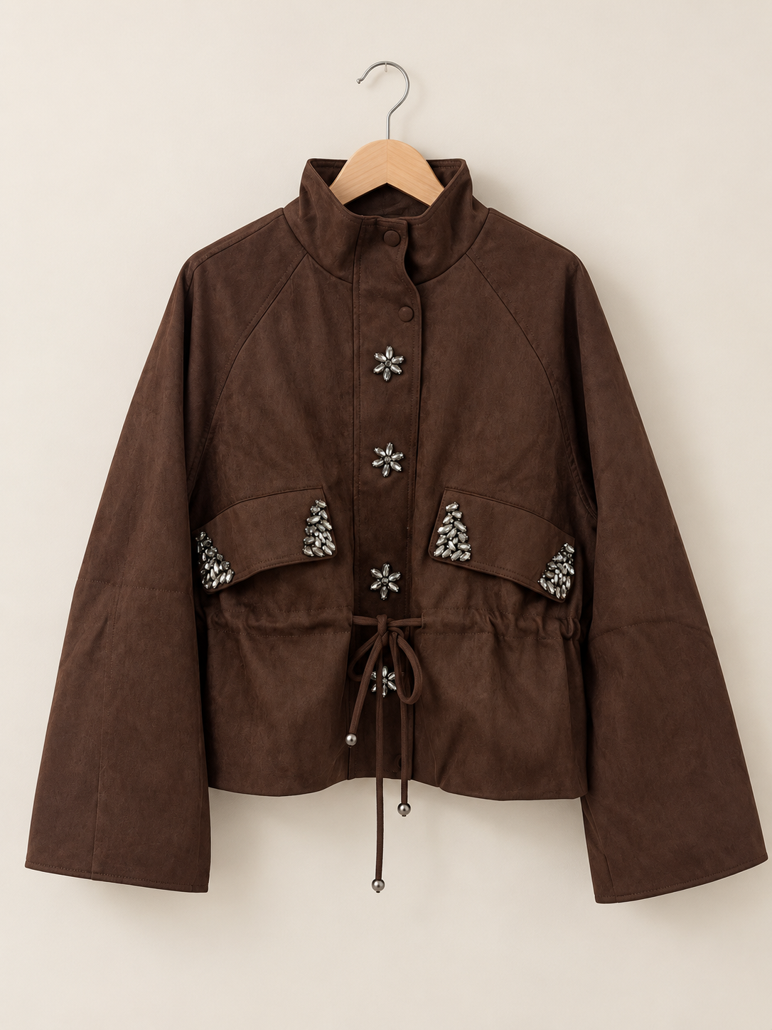 Embellished Suede-Look Jacket