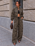 Leopard Rhinestone Bomber Set