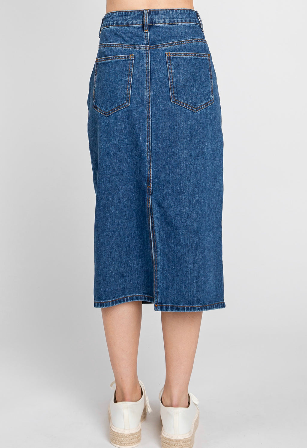 Denim midi skirt