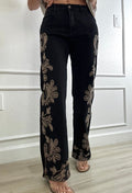 embroidered/stretch pants