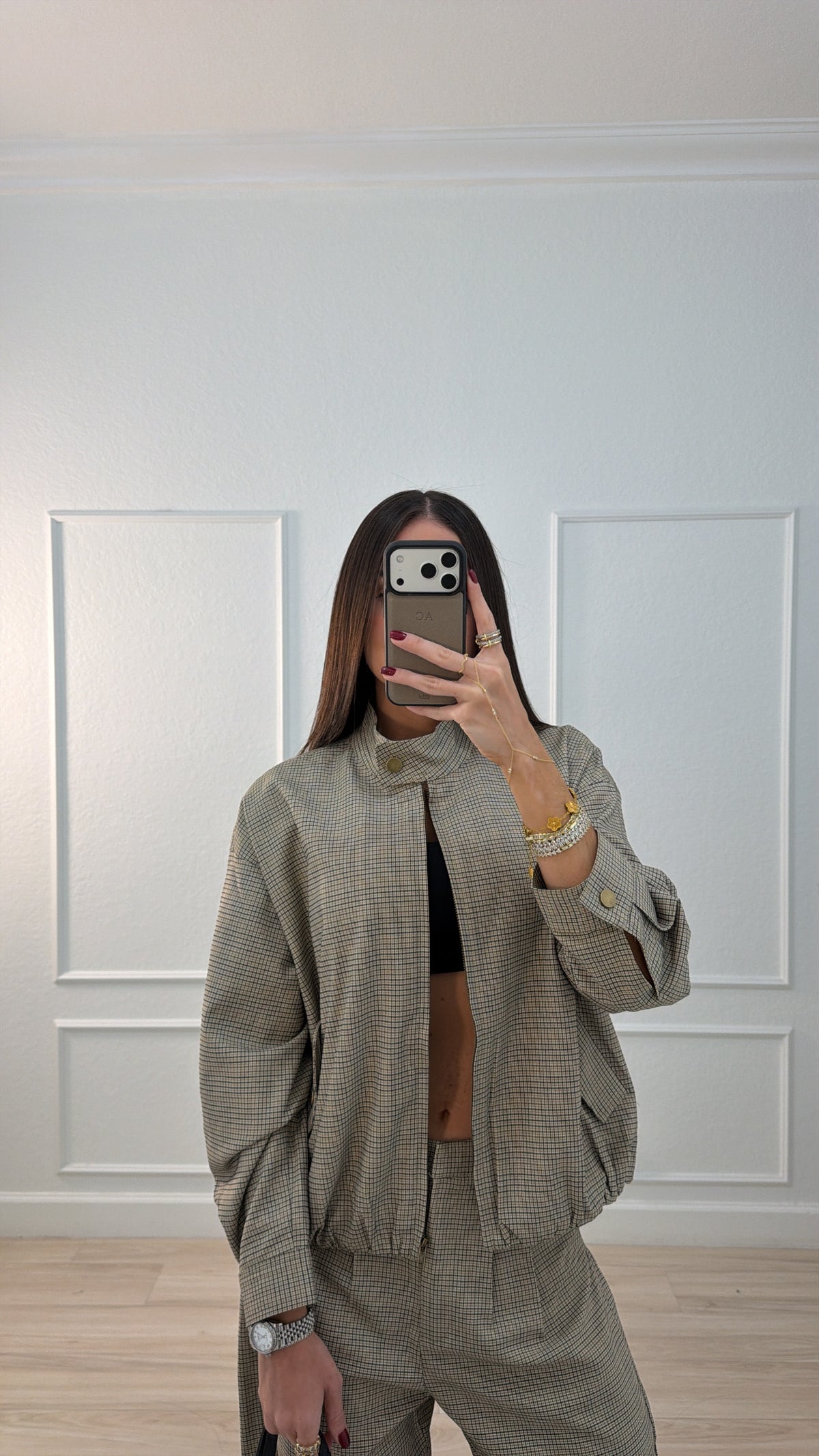 Plaid Bomber Jacket/set