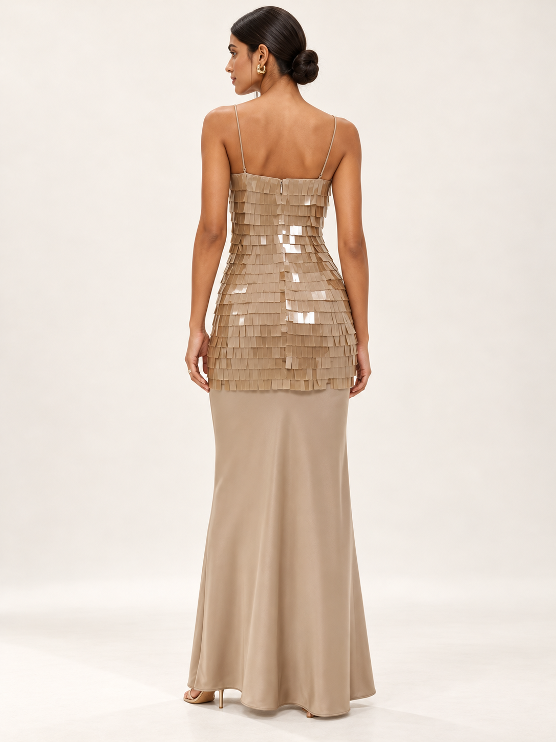 Champagne Sequin Maxi Dress