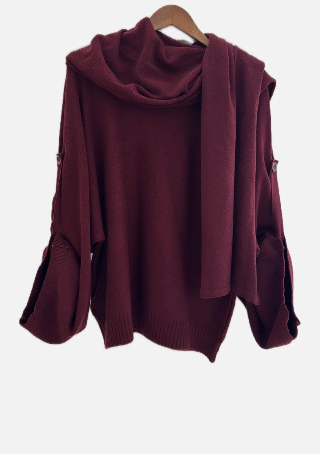 sweater/scarf wine