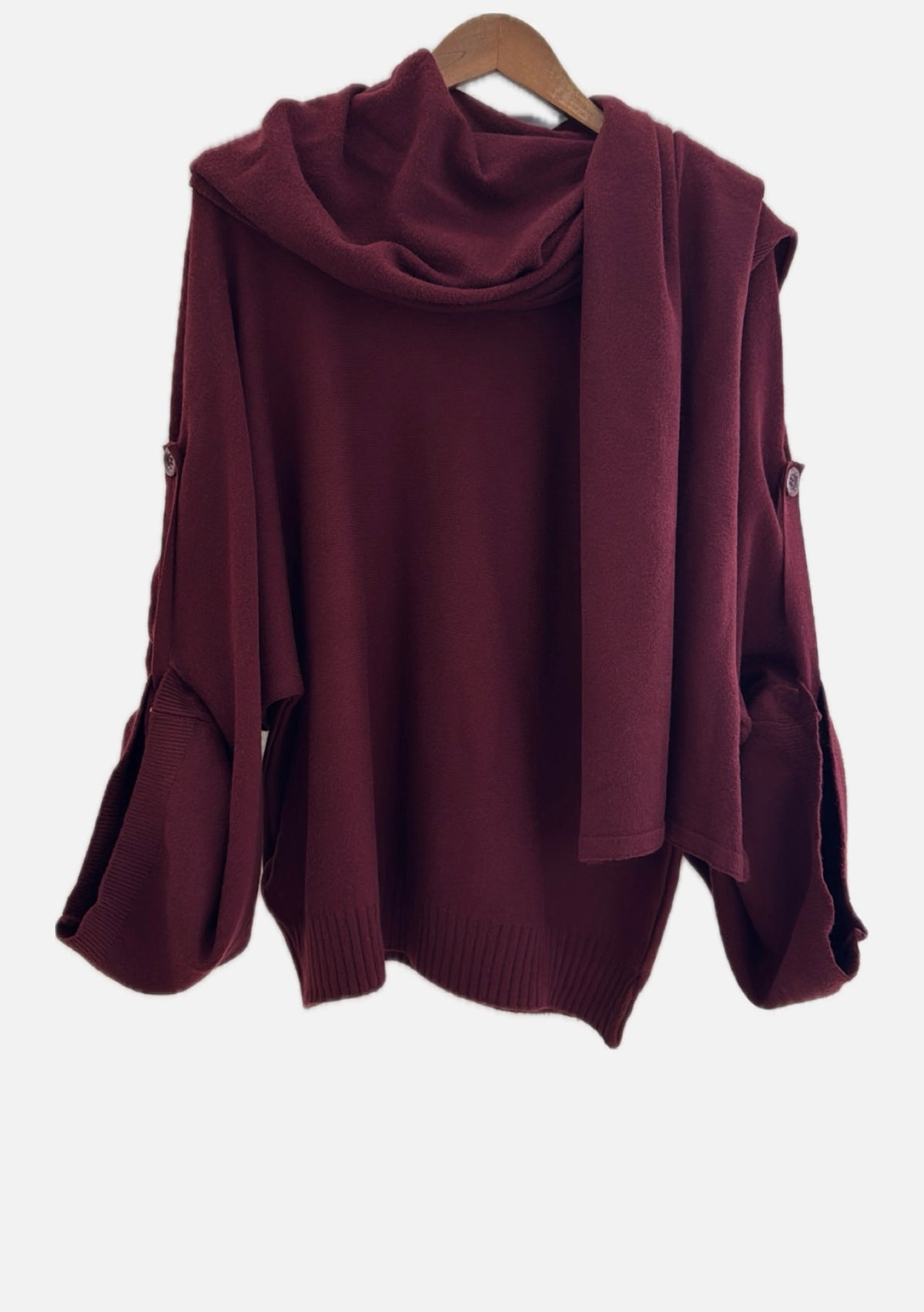 sweater/scarf wine